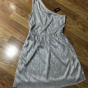 Sparkling silver one shoulder mini dress